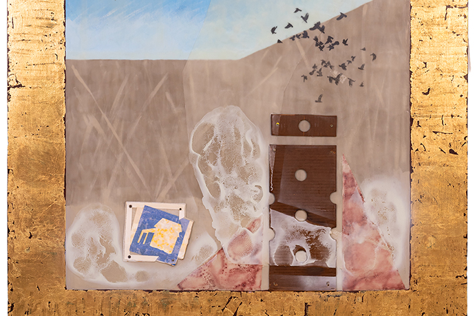 triptych encaustic works on panel