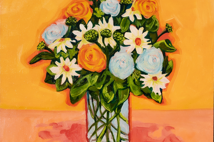 flower still life painting on panel Pamela Winegard