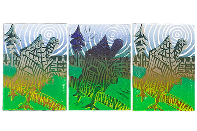 linocut print series house