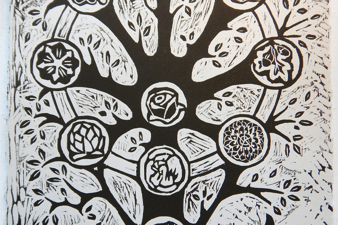 judacia woodcut print works on paper