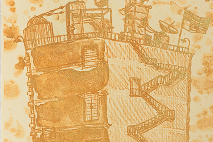 tower prints linocut series Pamela Winegard