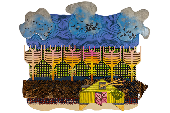 works on panel mixed media